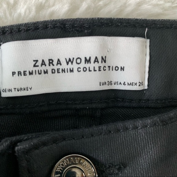 Faux Leather Skinny Black Zara Biker Jeans Size 4 - Picture 11 of 15